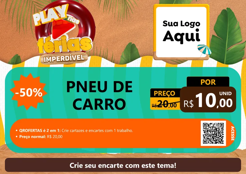 Modelo de Cartaz para Cartaz A4 Horizontal com o tema Play Nas Férias Imperdível para Auto peças