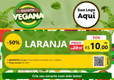 Modelo de Cartaz para Cartaz A4 Horizontal com o tema Quinta Vegana para Hortifrúti