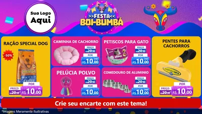Modelo de TV para TV Horizontal com o tema Festa Boi-Bumbá para Pet Shop
