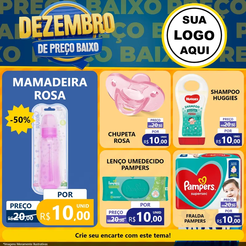 Modelo de Rede Social para Feed Facebook com o tema Dezembro de Preço Baixo para Bebês