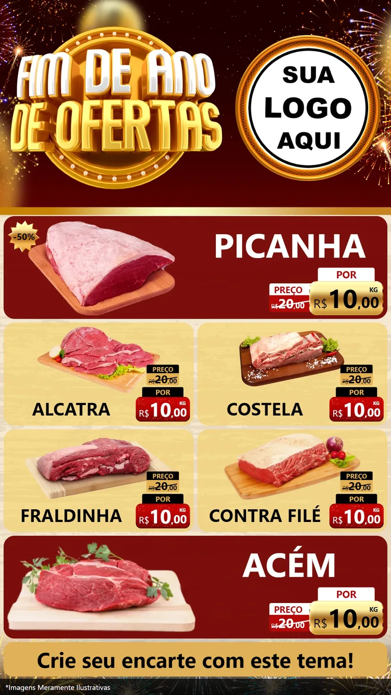 Modelo de TV para TV Vertical com o tema Fim de Ano de Ofertas para Açougue