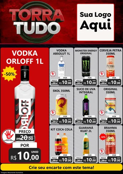Modelo de Encarte para Encarte A4 Vertical com o tema Torra Tudo para Distribuidora de bebidas