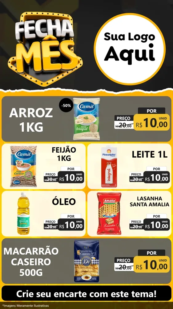 Modelo de TV para TV Vertical com o tema Fecha Mês para Supermercado