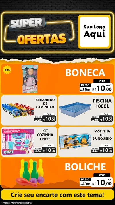 Modelo de TV para TV Vertical com o tema Super Ofertas para Brinquedos