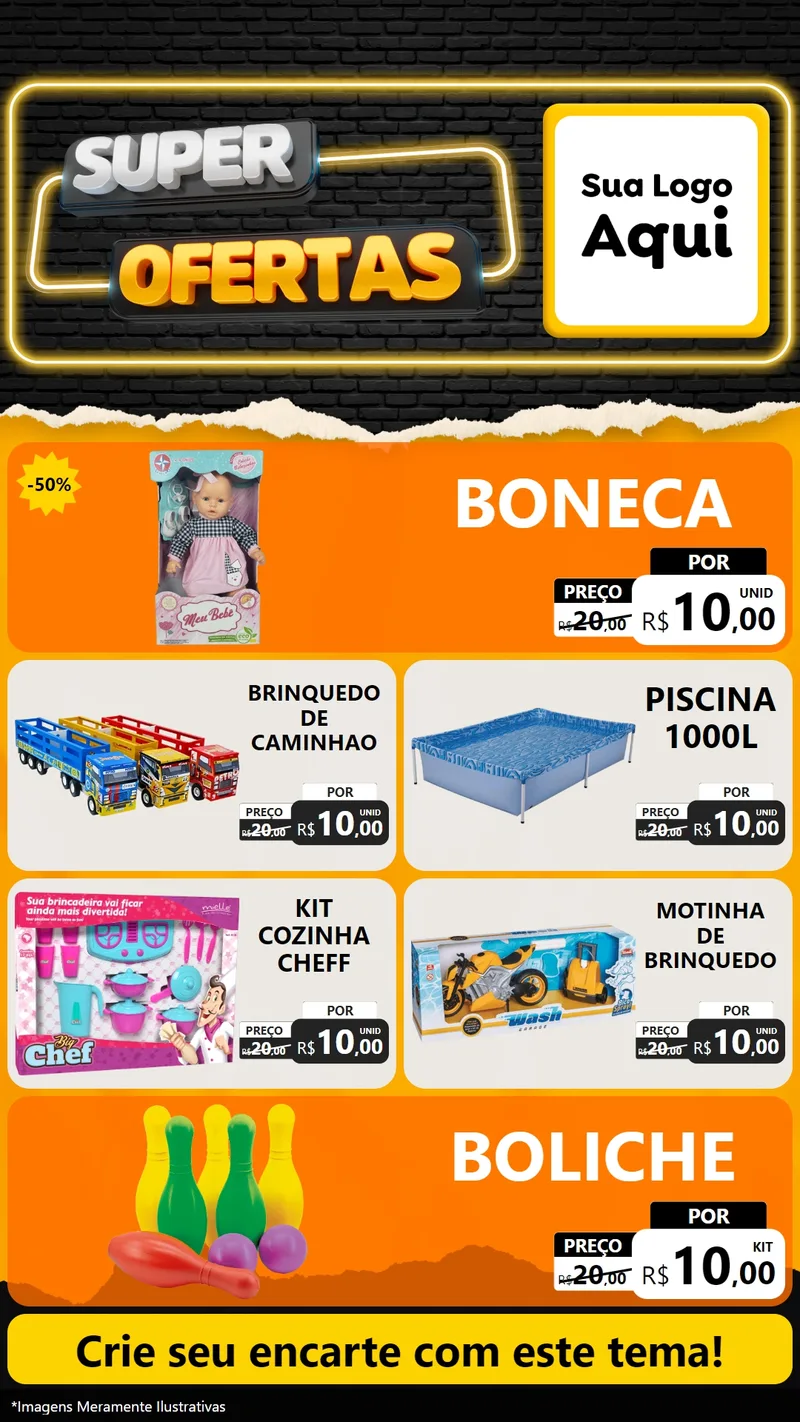 Modelo de TV para TV Vertical com o tema Super Ofertas para Brinquedos