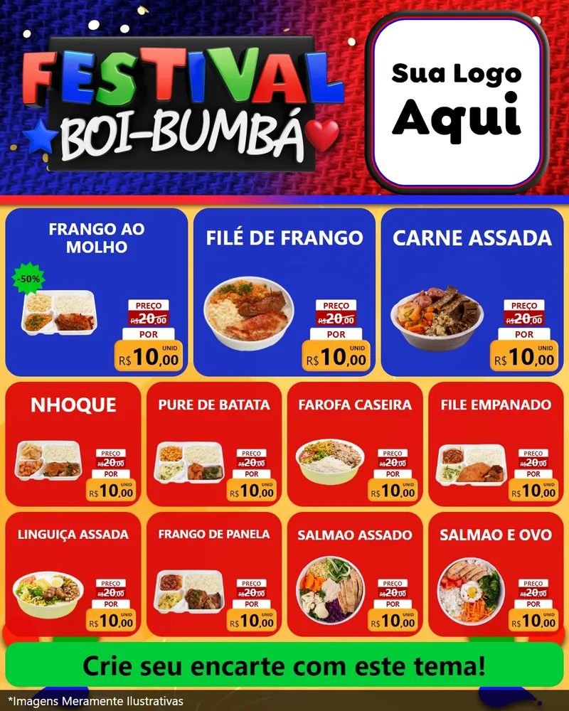 Modelo de Rede Social para Feed Instagram com o tema Festival Boi-Bumbá para Restaurante