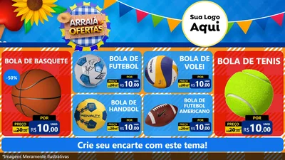 Modelo de TV para TV Horizontal com o tema Arraiá de Ofertas para Artigos Esportivos