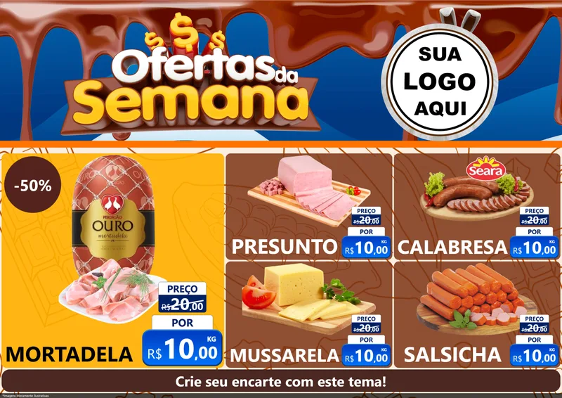 Modelo de Encarte para Encarte A4 Horizontal com o tema Ofertas da Semana - Páscoa para Frios e Laticínios