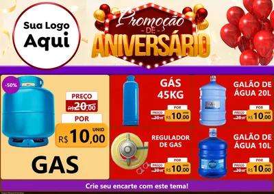 Modelo de Encarte para Encarte A4 Horizontal com o tema Promoção de Aniversário para Água e gás