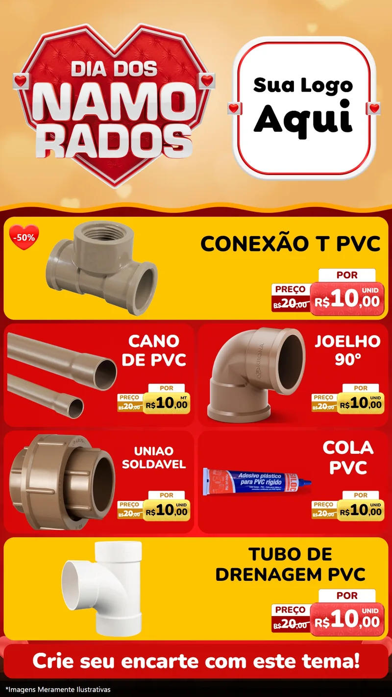 Modelo de TV para TV Vertical com o tema Dia dos Namorados para Tubos e conexões