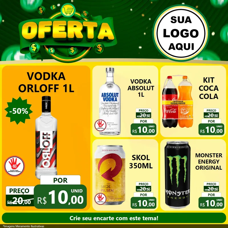 Modelo de Rede Social para Feed Facebook com o tema Oferta para Distribuidora de bebidas