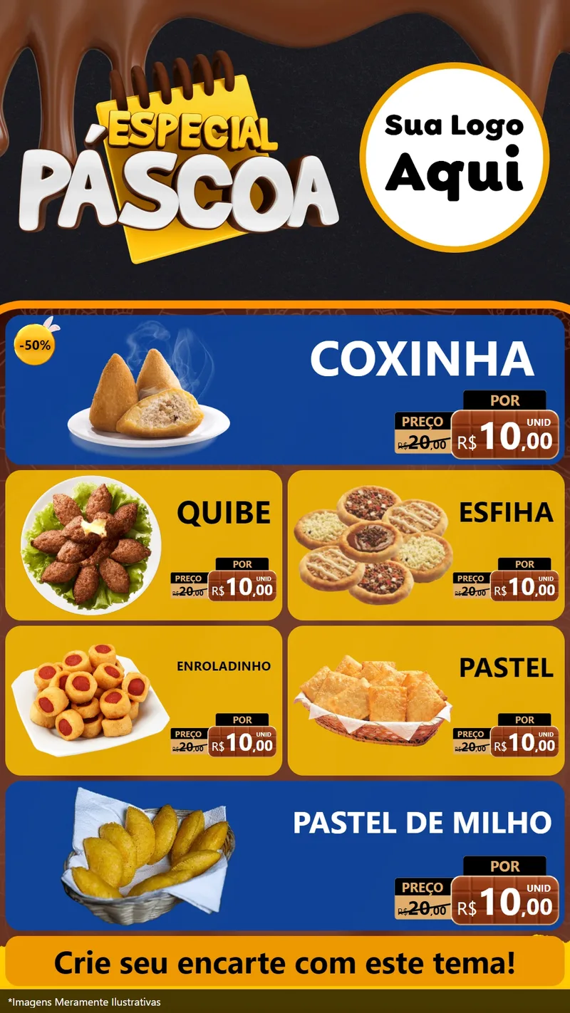 Modelo de TV para TV Vertical com o tema Especial Páscoa para Salgadaria