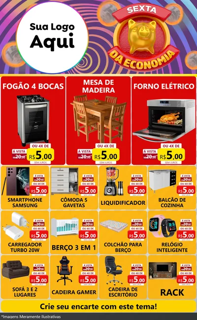 Modelo de Encarte para Encarte Grande com o tema Sexta da Economia para Móveis e Eletro