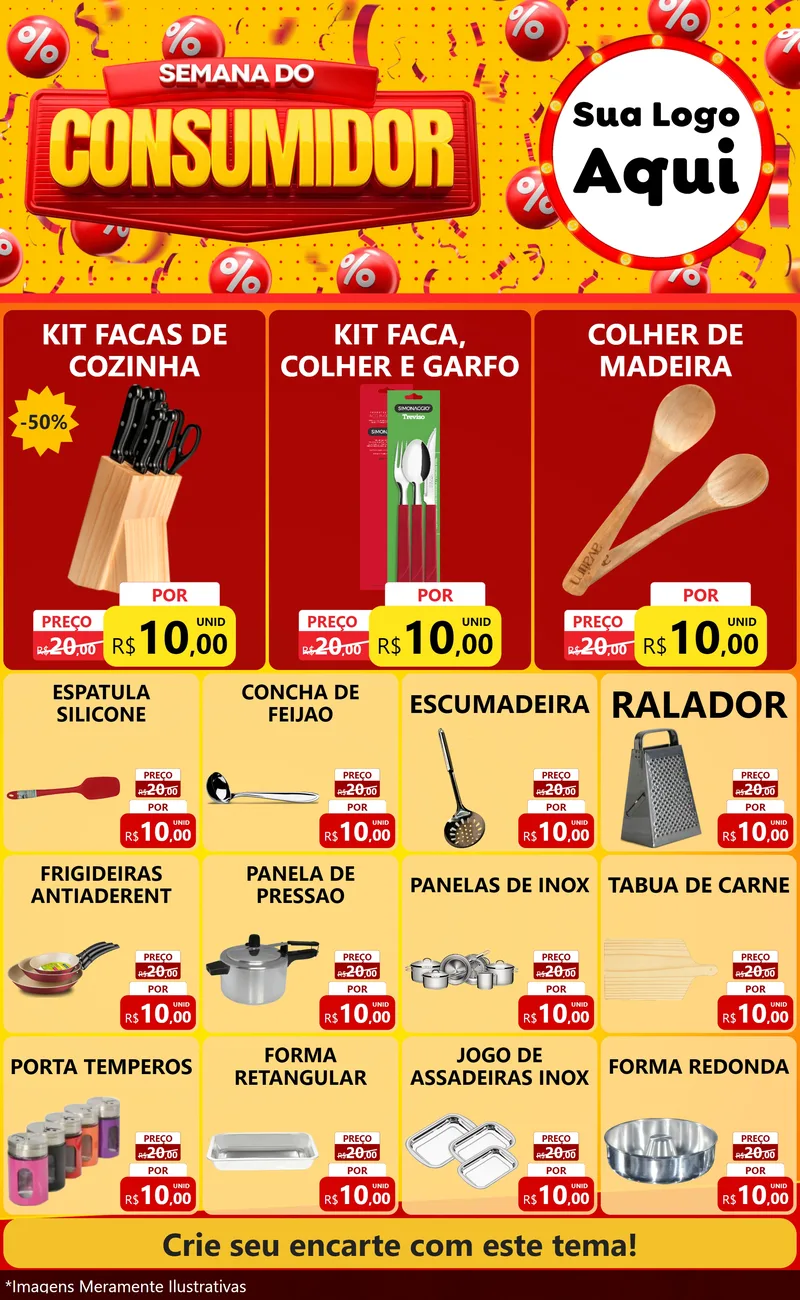 Modelo de Encarte para Encarte Grande com o tema Semana do Consumidor para Utilidades Domésticas