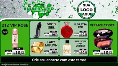 Modelo de TV para TV Horizontal com o tema Promoção de Aniversário - 4 Anos para Perfumes