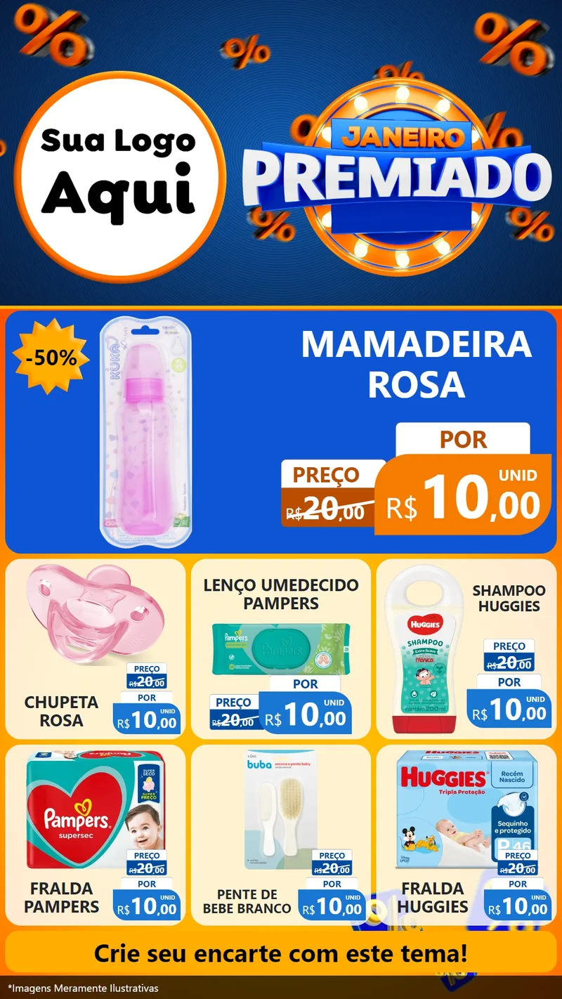 Modelo de Rede Social para Stories com o tema Janeiro Premiado para Bebês