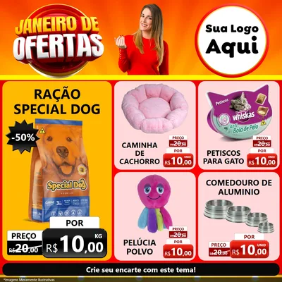 Modelo de Rede Social para Feed Facebook com o tema Janeiro de Ofertas para Pet Shop