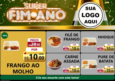 Modelo de Encarte para Encarte A4 Horizontal com o tema Super Fim de Ano para Restaurante