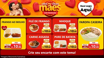 Modelo de TV para TV Horizontal com o tema Dia das Mães com Promoção para Restaurante
