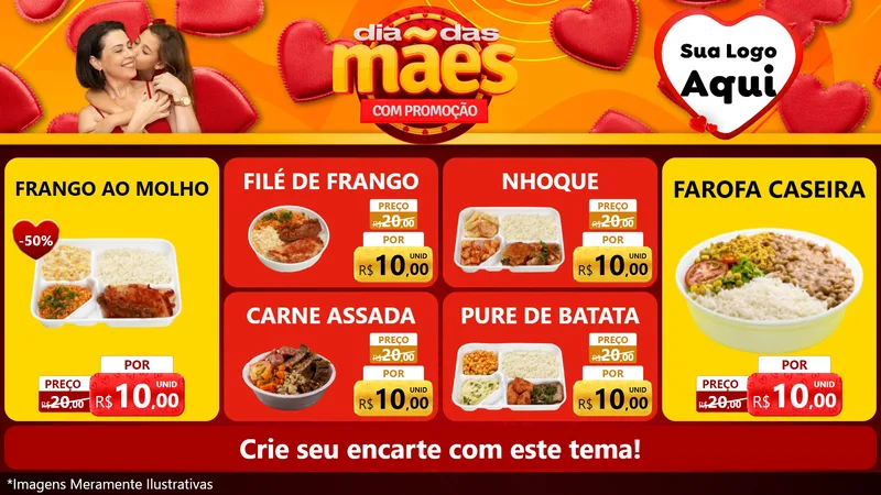 Modelo de TV para TV Horizontal com o tema Dia das Mães com Promoção para Restaurante