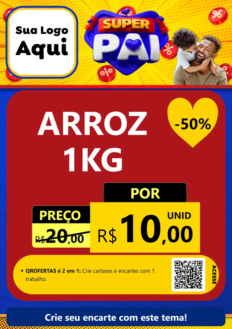 Modelo de Cartaz para Cartaz A4 Vertical com o tema Super Pai para Supermercado