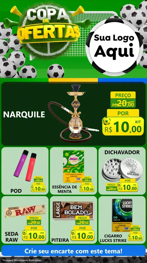 Modelo de Rede Social para Stories com o tema Copa De Ofertas para Tabacaria