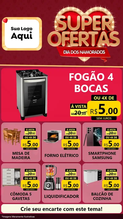 Modelo de Rede Social para Stories com o tema Dia dos Namorados para Móveis e Eletro