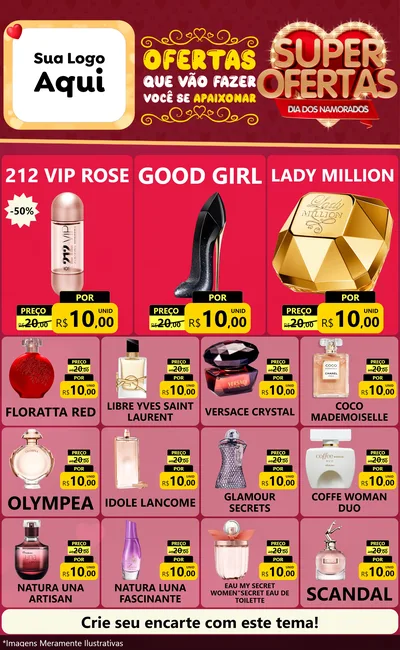 Modelo de Encarte para Encarte Grande com o tema Dia dos Namorados para Perfumes