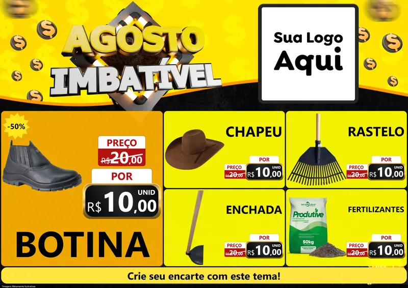 Modelo de Encarte para Encarte A4 Horizontal com o tema Agosto Imbatível para Agropecuária