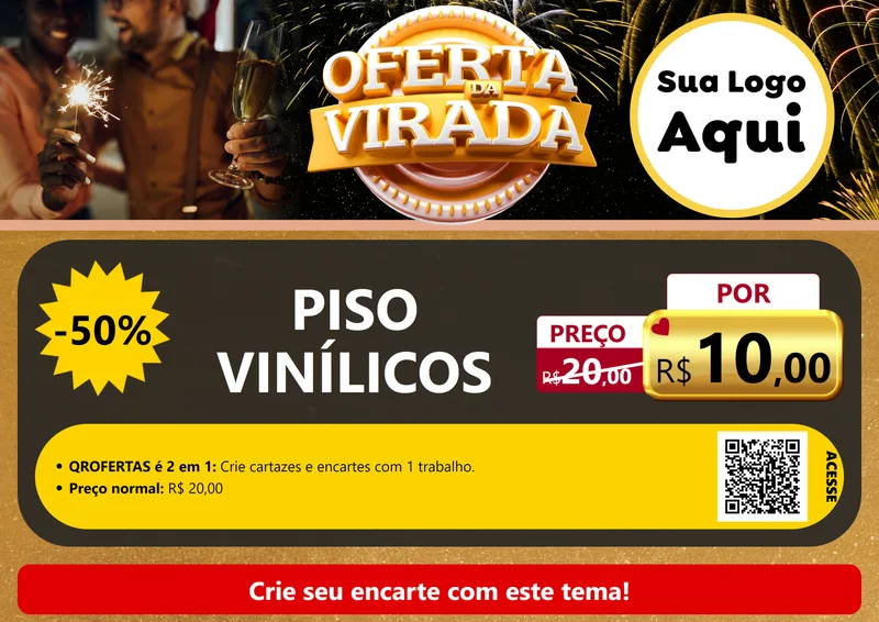 Modelo de Cartaz para Cartaz A4 Horizontal com o tema Oferta da Virada para Material para Construção