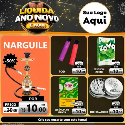 Modelo de Rede Social para Feed Facebook com o tema Liquida Ano Novo É Aqui! para Tabacaria