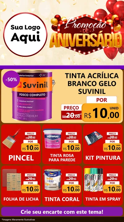 Modelo de Rede Social para Stories com o tema Promoção de Aniversário para Tintas e Ferramentas