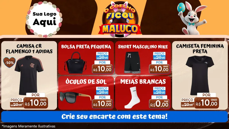 Modelo de TV para TV Horizontal com o tema O Coelho Ficou Maluco - Páscoa para Roupas e acessórios