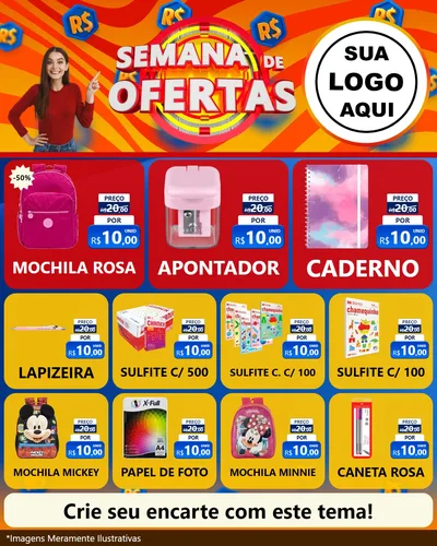 Modelo de Rede Social para Feed Instagram com o tema Semana de Ofertas para Papelaria