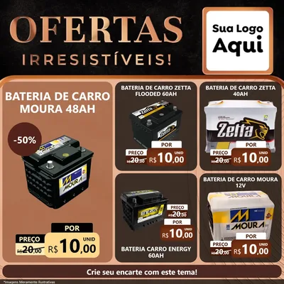 Modelo de Rede Social para Feed Facebook com o tema Ofertas Irresistíveis! para Baterias Elétricas