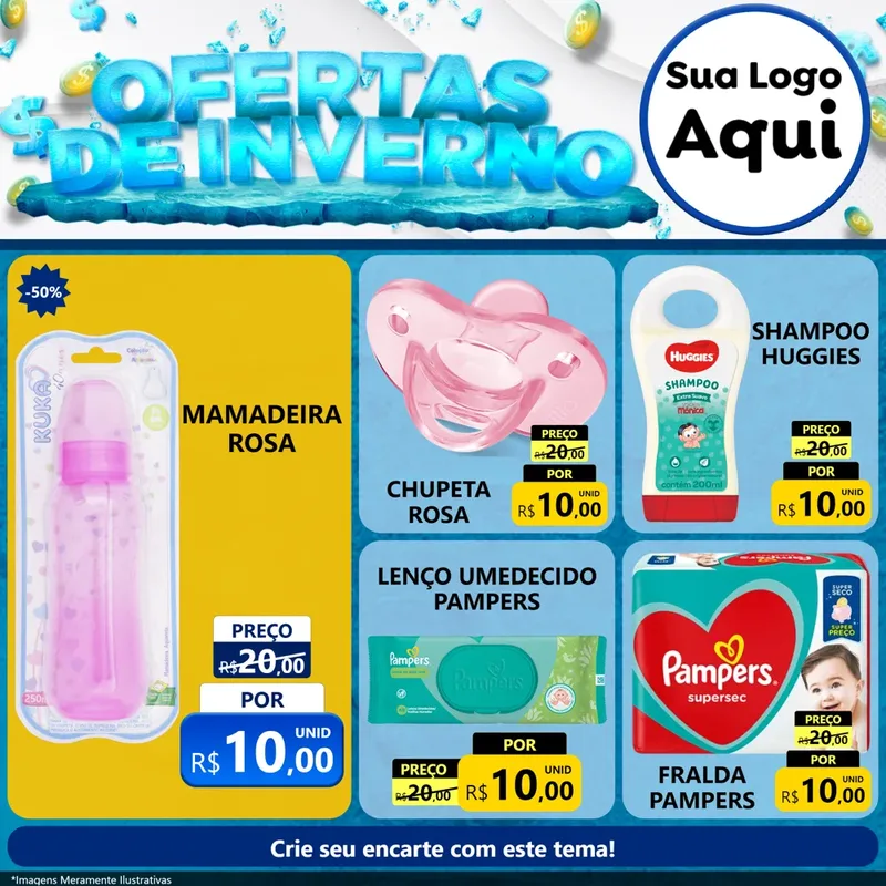 Modelo de Rede Social para Feed Facebook com o tema Ofertas de Inverno para Bebês