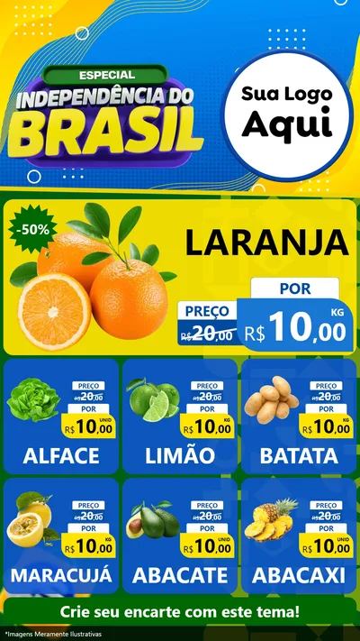 Modelo de Rede Social para Stories com o tema Especial Independência do Brasil para Hortifrúti