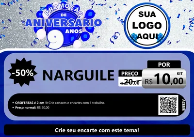 Modelo de Cartaz para Cartaz A4 Horizontal com o tema Promoção de Aniversário - 9 Anos para Tabacaria