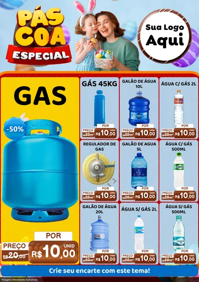 Modelo de Encarte para Encarte A4 Vertical com o tema Páscoa Especial para Água e gás