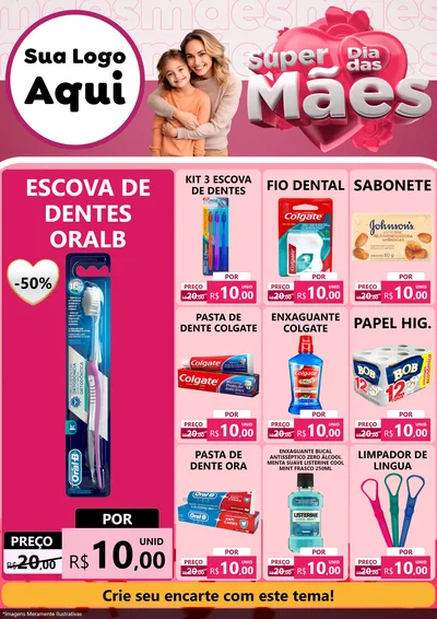 Modelo de Encarte para Encarte A4 Vertical com o tema Super Dia Das Mães para Higiene Pessoal