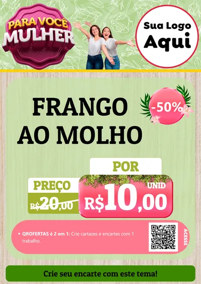 Modelo de Cartaz para Cartaz A4 Vertical com o tema Para Você Mulher para Restaurante