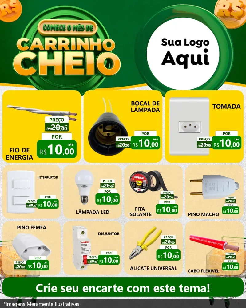 Modelo de Rede Social para Feed Instagram com o tema Carrinho Cheio para Materiais Elétricos