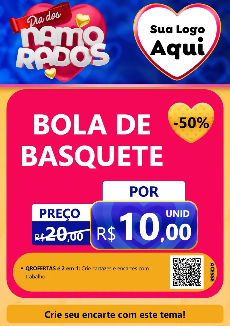 Modelo de Cartaz para Cartaz A4 Vertical com o tema Dia dos namorados para Artigos Esportivos