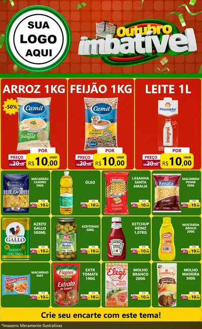 Modelo de Encarte para Encarte Grande com o tema Outubro Imbatível para Supermercado