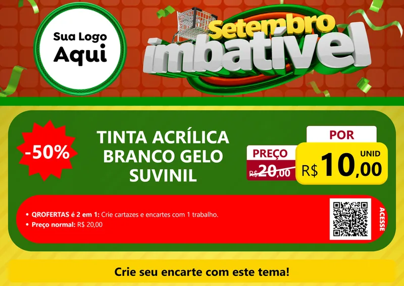 Modelo de Cartaz para Cartaz A4 Horizontal com o tema Setembro Imbatível para Tintas e Ferramentas