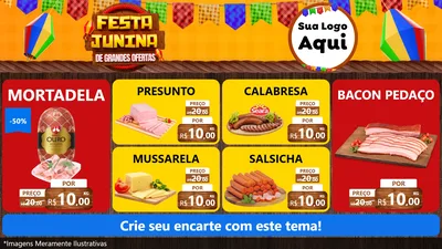Modelo de TV para TV Horizontal com o tema Festa Junina de Grandes Ofertas para Frios e Laticínios