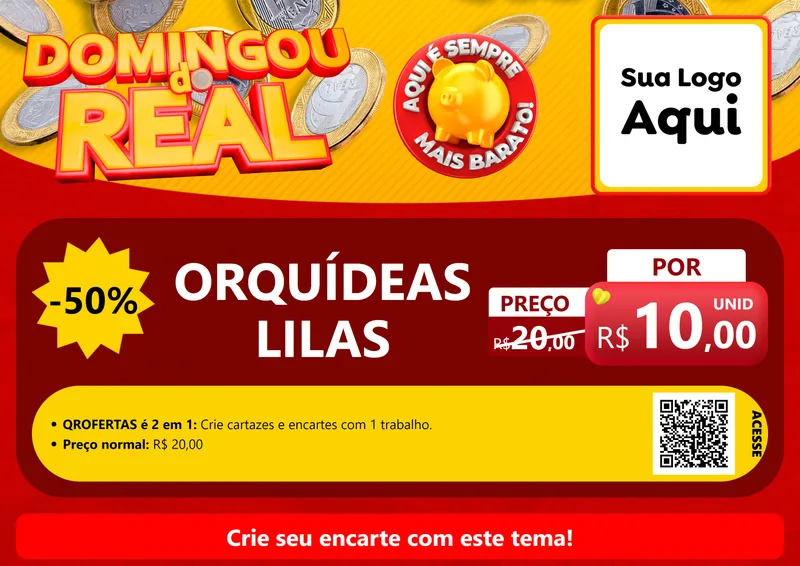 Modelo de Cartaz para Cartaz A4 Horizontal com o tema Domingou do Real para Floricultura e jardim