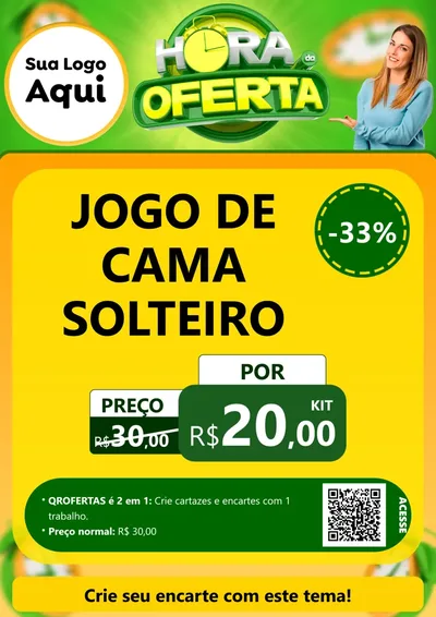 Modelo de Cartaz para Cartaz A4 Vertical com o tema Hora da Oferta para Cama, Mesa e Banho