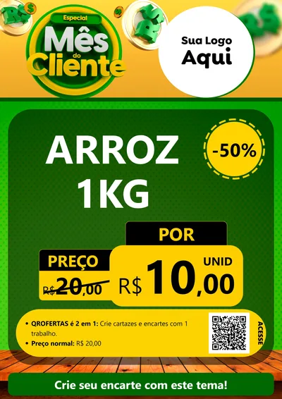 Modelo de Cartaz para Cartaz A4 Vertical com o tema Especial Mês do Cliente para Supermercado