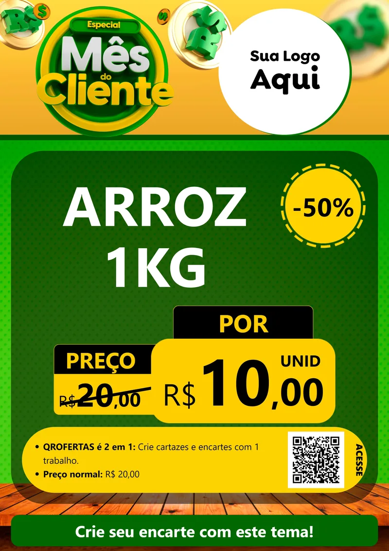 Modelo de Cartaz para Cartaz A4 Vertical com o tema Especial Mês do Cliente para Supermercado